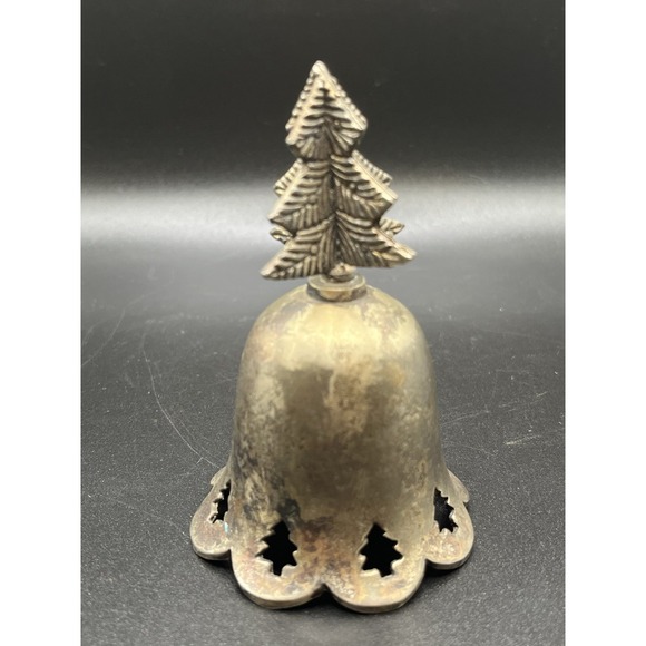 The Unbranded Brand Other - Vtg Silver‎ Christmas Bell Christmas Tree Top, Star Cutouts at Base 3.5 in